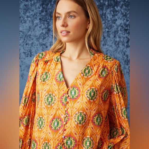Marie Oliver Imogene Blouse marigold Trellis - Picture 2 of 6
